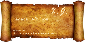Karacs János névjegykártya