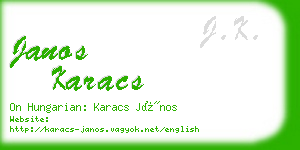 janos karacs business card